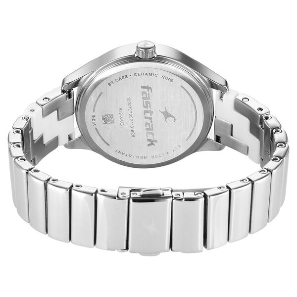 Fastrack Cerame Quartz Multifunction Silver Dial With Silver Color Steel & Ceramic Strap Watch For Girls - image number 5