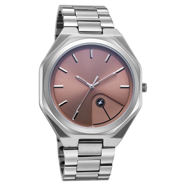 Fastrack 9 to Fine Analog with Salmon Pink Dial Metal Strap Watch for Guys - image number 1