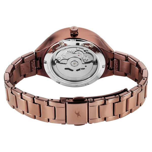 Fastrack Automatic Brown Dial Metal Strap Watch For Girls - image number 4