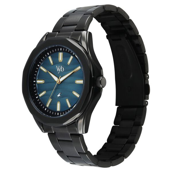 Vyb Drift By Fastrack Quartz Analog Blue Dial Black Stainless Steel Strap Watch For Guys - image number 4