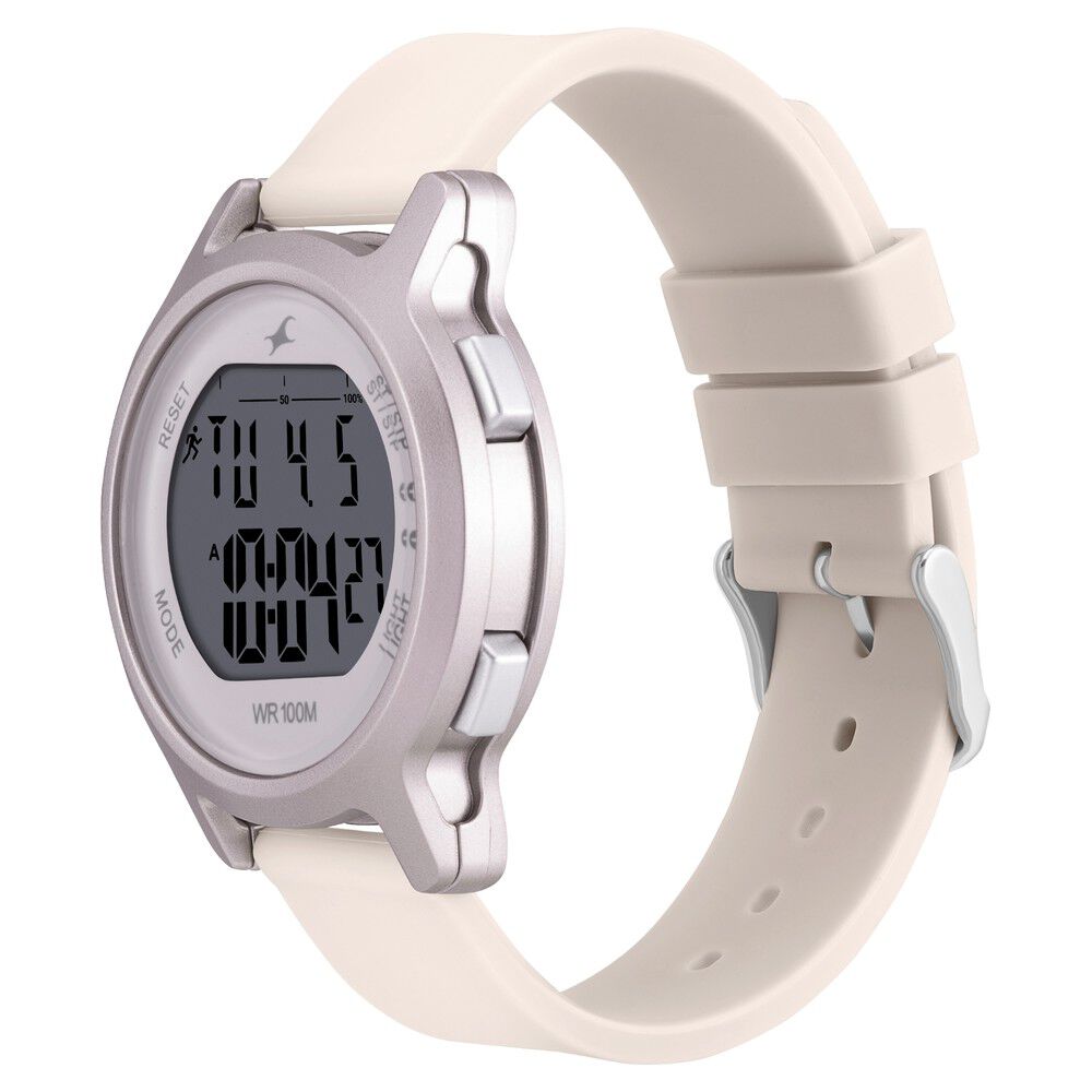 Buy Online Fastrack Street Line Digital Dial Beige Silicone Strap Watch for Girls nr68027pp04 Fastrack