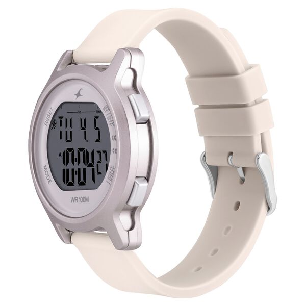 Fastrack Street Line Digital Dial Beige Silicone Strap Watch for Girls - image number 3