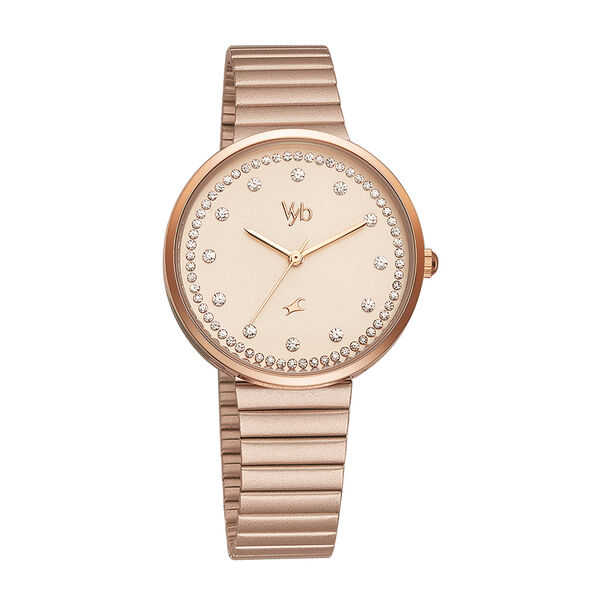 Fastrack Vyb Mirage Quartz Analog Rose Gold Dial Stainless Steel Strap Watch for Girls - image number 1