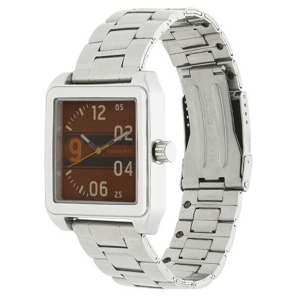 Fastrack Bare Basics Quartz Analog Brown Dial Stainless Steel Strap Watch for Guys - image number 1