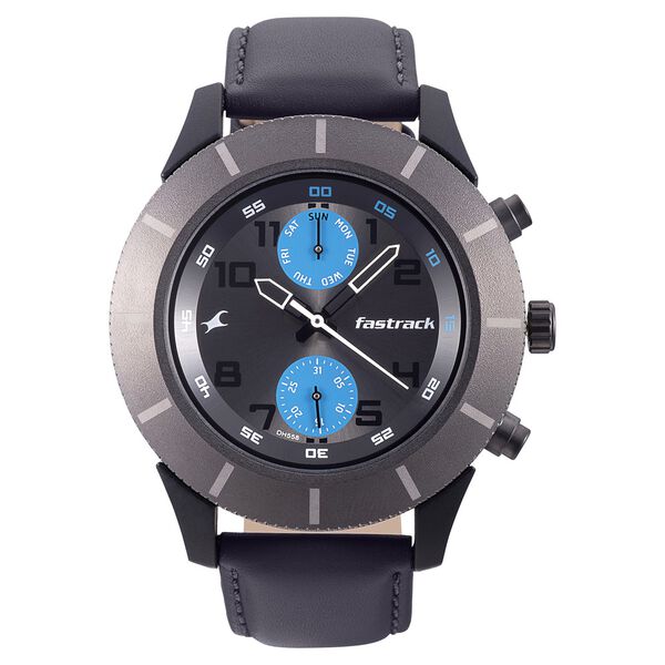 Fastrack Modular Quartz Analog Anthracite Dial Leather Strap Watch for Guys - image number 1