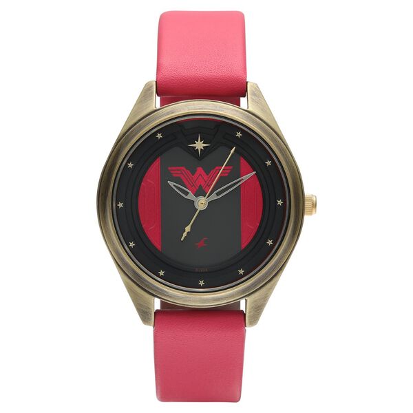 Fastrack Wonder Woman Quartz Analog Red Dial Leather Strap Watch for Girls - image number 2