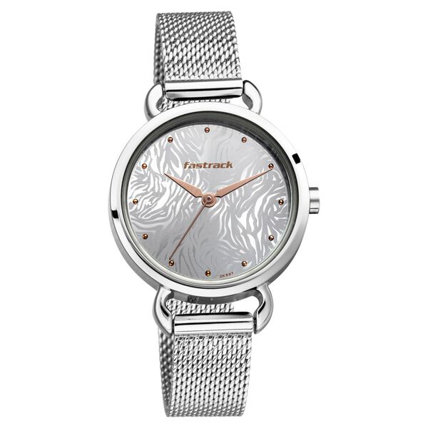 Fastrack Animal Print Quartz Analog Silver Dial Stainless Steel Strap Watch for Girls - image number 1