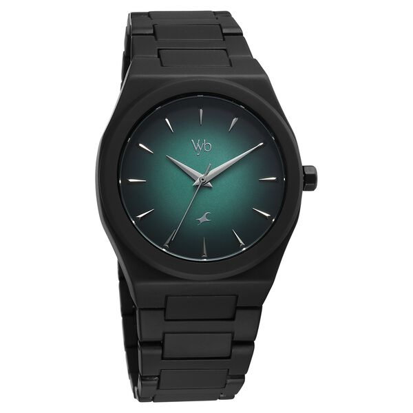 Vyb Quest By Fastrack Quartz Analog Green Gradient Dial Metal Strap Watch For Guys - image number 1