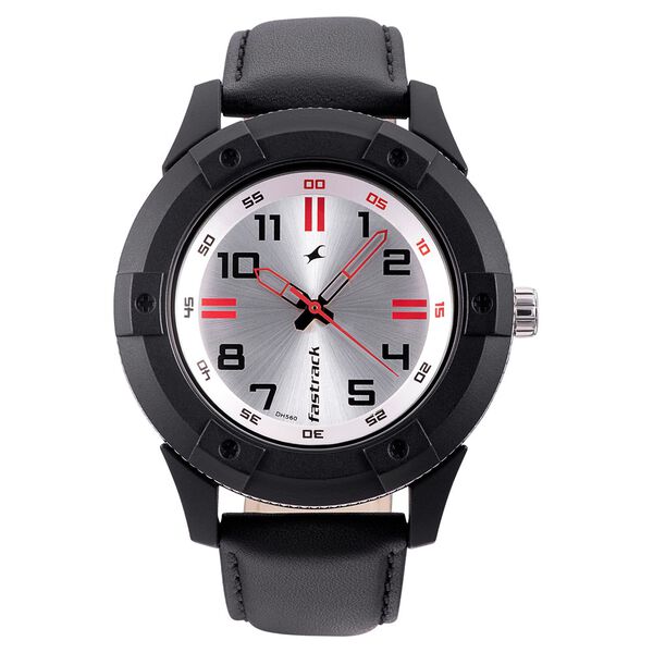 Fastrack Modular Quartz Analog Silver Dial Leather Strap Watch for Guys - image number 1