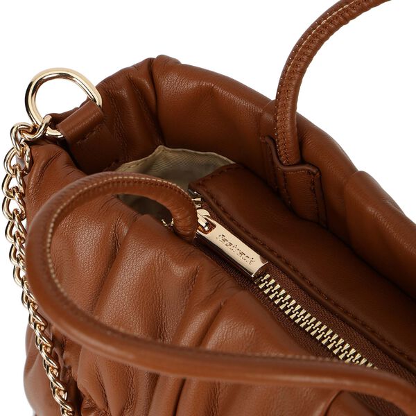 Gathered faux leather satchel - image number 7