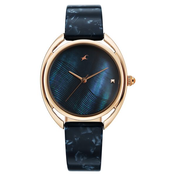 Fastrack Younique Quartz Analog Blue Mother Of Pearl Dial Two Toned Acetate & Metal Strap Watch For Girls - image number 0