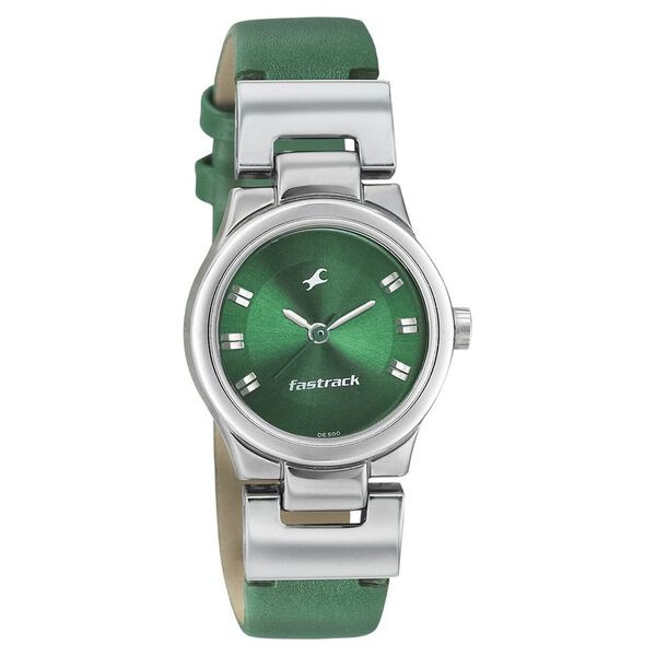 Fastrack Quartz Analog Green Dial Leather Strap Watch for Girls - image number 0