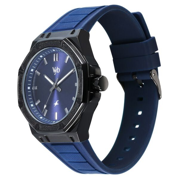 Fastrack Vyb Rebel Quartz Analog Blue Dial Blue Color Silicone Strap Watch For Guys - image number 3