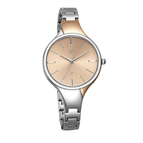 Fastrack Vyb Striker Quartz Analog Rose Gold Dial Metal Strap Watch for Girls - image number 1