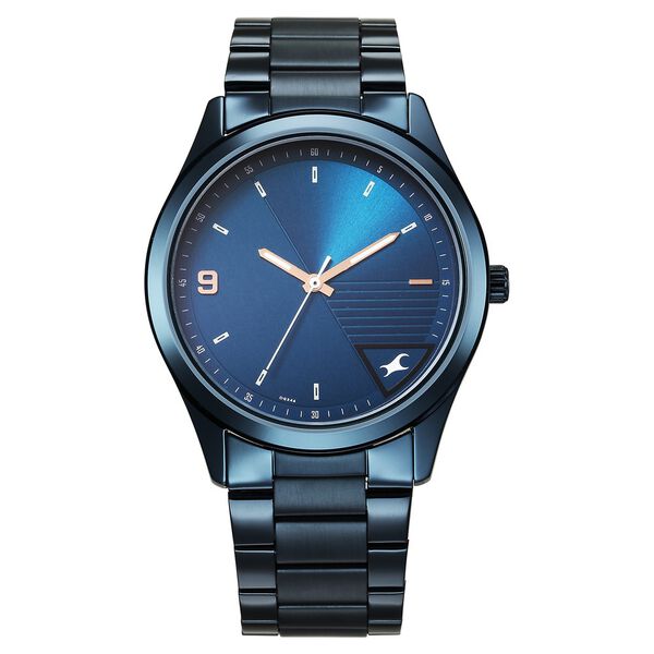Fastrack Stunners Quartz Analog Blue Dial Blue Metal Strap Watch For Guys - image number 0
