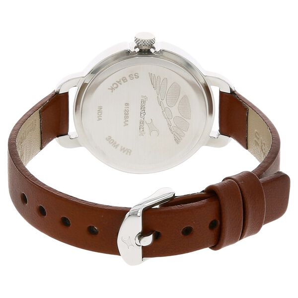 Fastrack Bare Basics Quartz Analog Beige Dial Leather Strap Watch for Girls - image number 3