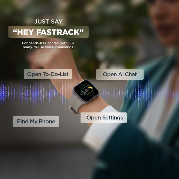 Fastrack VOX Neo Smartwatch 4.8CM Ultra Vu Display, Offline Voice Commands, Functional Crown, IP68, Multiple Menu Styles - image number 2