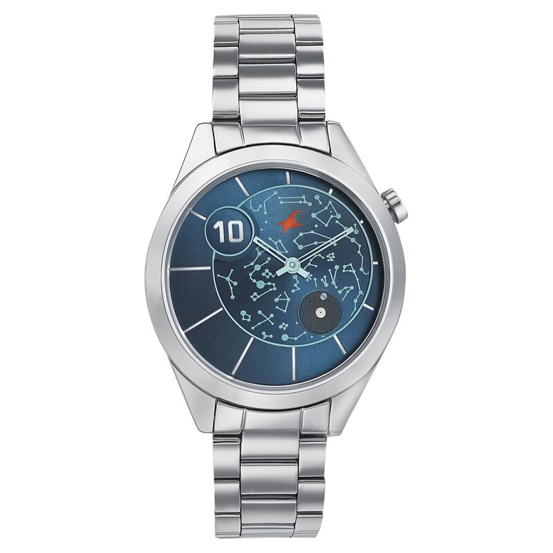 Fastrack Space Rover Quartz Analog Blue Dial Stainless Steel Strap ...