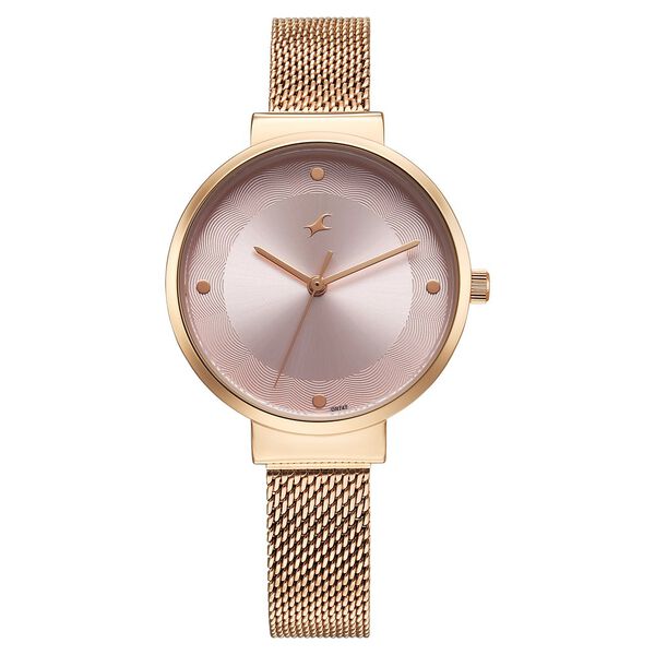 Fastrack Stunners X Quartz Analog Pink Dial Stainless Steel Strap Watch For Girls - image number 0