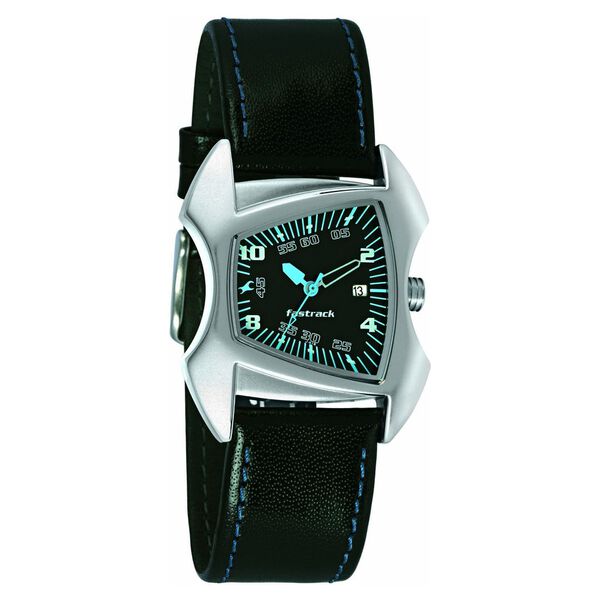 Fastrack Quartz Analog with Date Black Dial Leather Strap Watch for Guys - image number 0