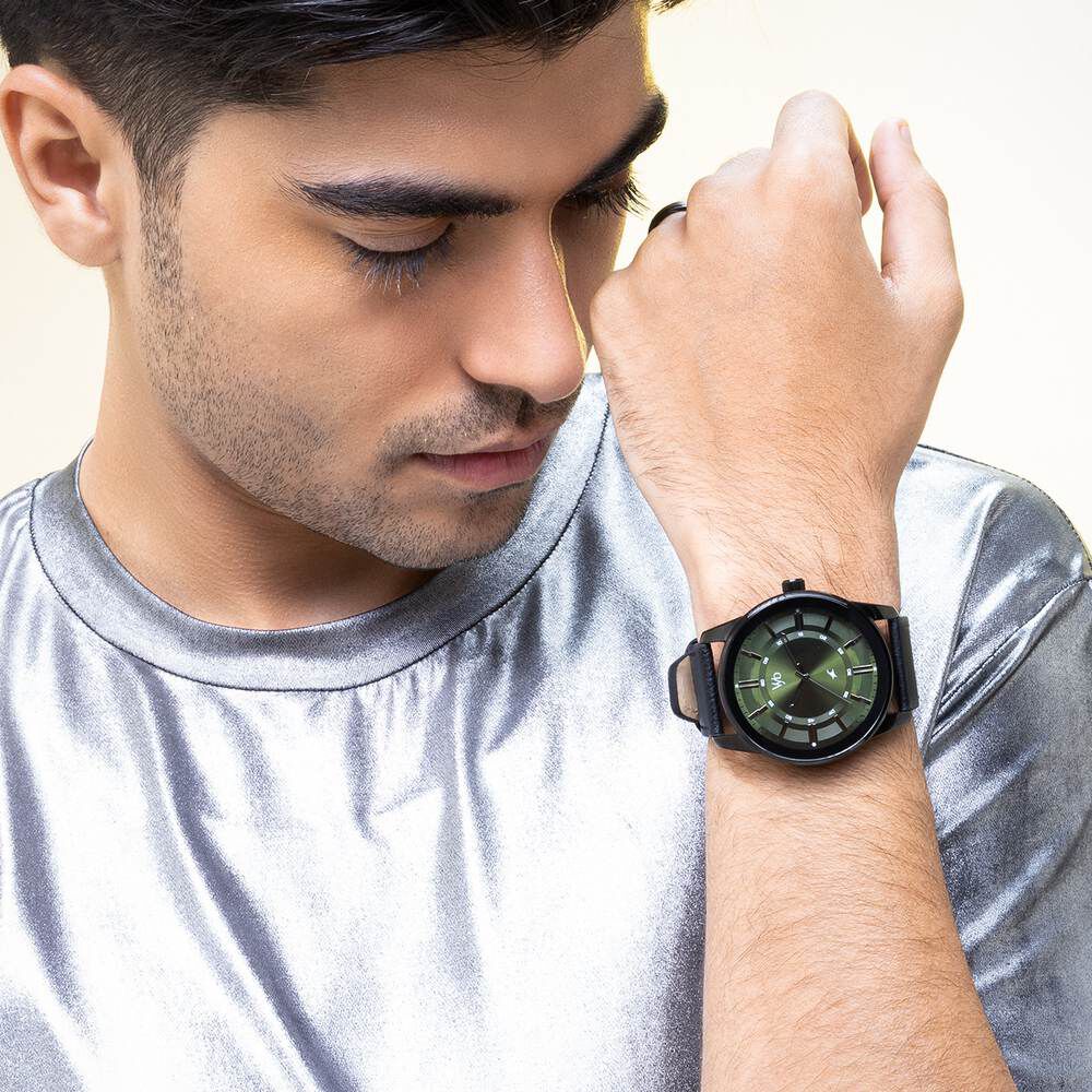 Buy Online Vyb Drift By Fastrack Quartz Analog Green Dial Leather Buy Online Vyb Drift By Fastrack Quartz Analog Green Dial Leather
