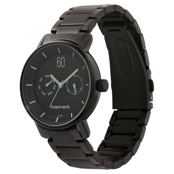 Fastrack Go Skate Quartz Analog with Day and Date Black Dial Stainless Steel Strap Watch for Girls - image number 2