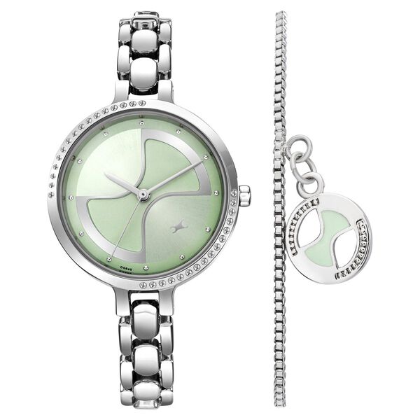 Fastrack Pulse Quartz Analog Green Dial Metal Strap Watch For Girls - image number 0
