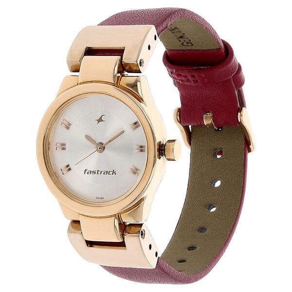 Fastrack Quartz Analog Silver Dial Leather Strap Watch for Girls - image number 1