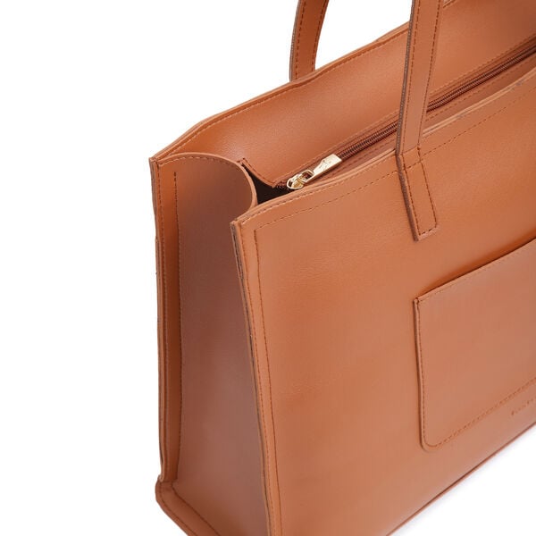 Fastrack Chic Spacious Laptop Tote Bag for Women | Stylish Casual Bag for Ladies, Women, Girls | College, Work Bag Made of High-Quality Faux Leather (Tan) - image number 3