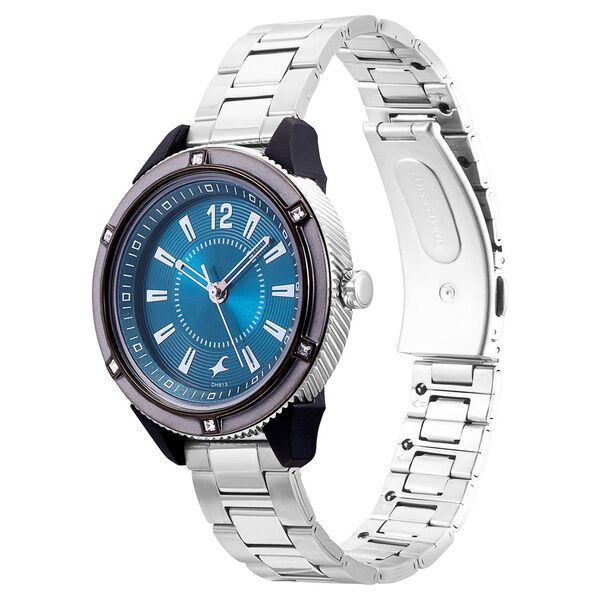 Fastrack Modular Quartz Analog Blue Dial Stainless Steel Strap Watch for Girls - image number 2