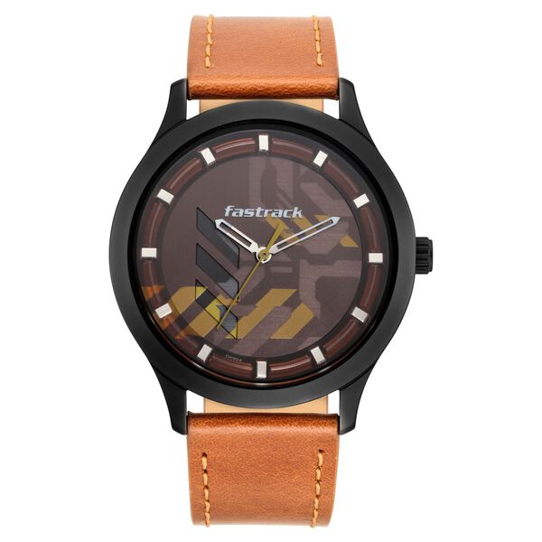 Fastrack Gamify Quartz Analog Brown Dial Leather Strap Watch for Guys - image number 1