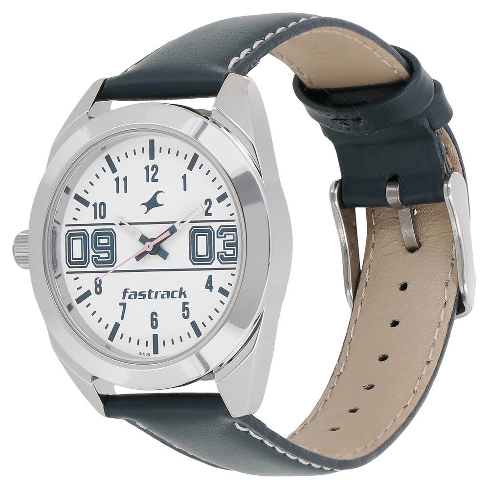 Buy Online Fastrack Varsity Quartz Analog White Dial Leather Strap Watch for Girls nm6171sl01 Fastrack