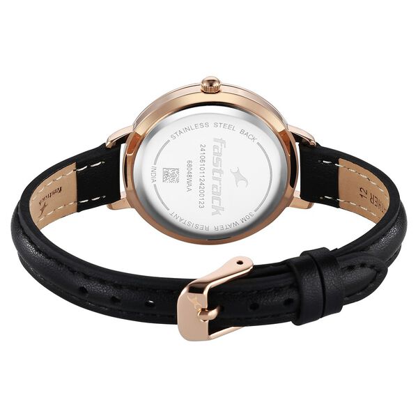 Fastrack Stunners X Quartz Analog Black Dial Leather Strap Watch For Girls - image number 4