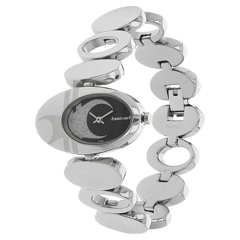 Buy Online Fastrack Quartz Analog Black Dial Metal Strap Watch for Girls 6024sm01 p Fastrack