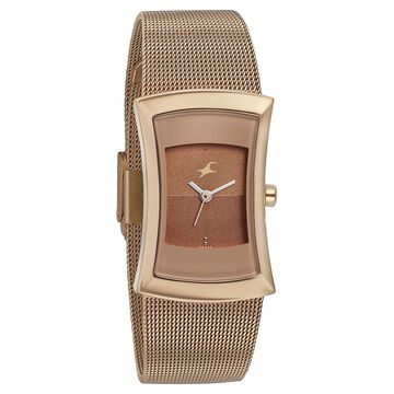 Fastrack Pulse Quartz Analog Two Toned Dial Stainless Steel Strap Watch for Girls