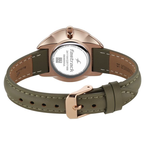 Fastrack Stunners Quartz Analog Green Dial Green Leather Strap Watch For Girls - image number 5