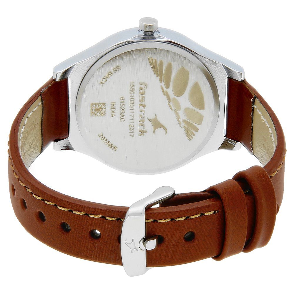 Buy Online Fastrack Bare Basics Quartz Analog Grey Dial Leather Strap Watch for Girls np6152sl03 Fastrack