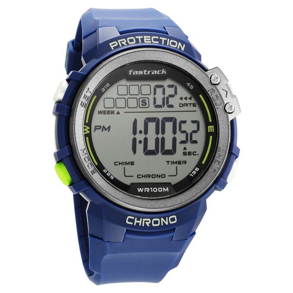 Fastrack Digital Dial Blue Silicone Strap Watch For Guys - image number 1