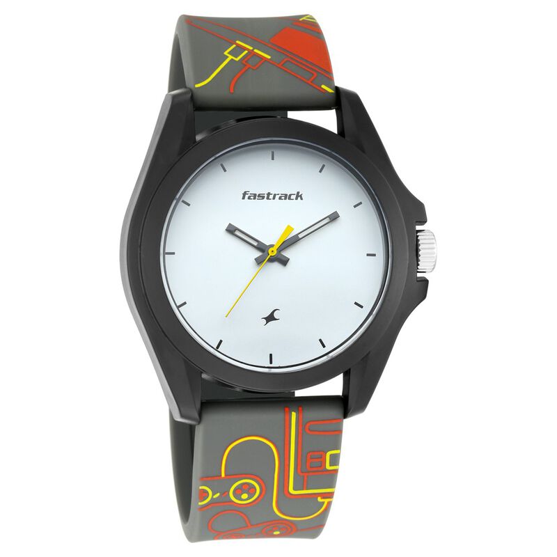 Buy Online Fastrack Arcade Quartz Analog White Dial Silicone Strap ...