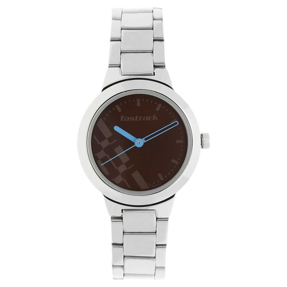 Buy Online Fastrack Checkmate Quartz Analog Blue Dial Stainless Steel Strap Watch for Girls nr6150sm03 Fastrack