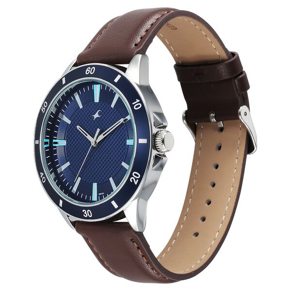 Fastrack Stunners X Quartz Analog Blue Dial Leather Strap Watch For Guys - image number 2
