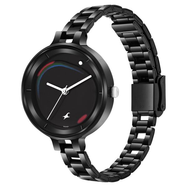 Fastrack MetaWe Quartz Analog Black Dial Stainless Steel Strap Watch For Girls - image number 2
