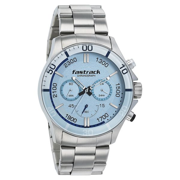 Fastrack Hitlist Quartz Chronograph Blue Dial Stainless Steel Strap Watch for Guys - image number 0