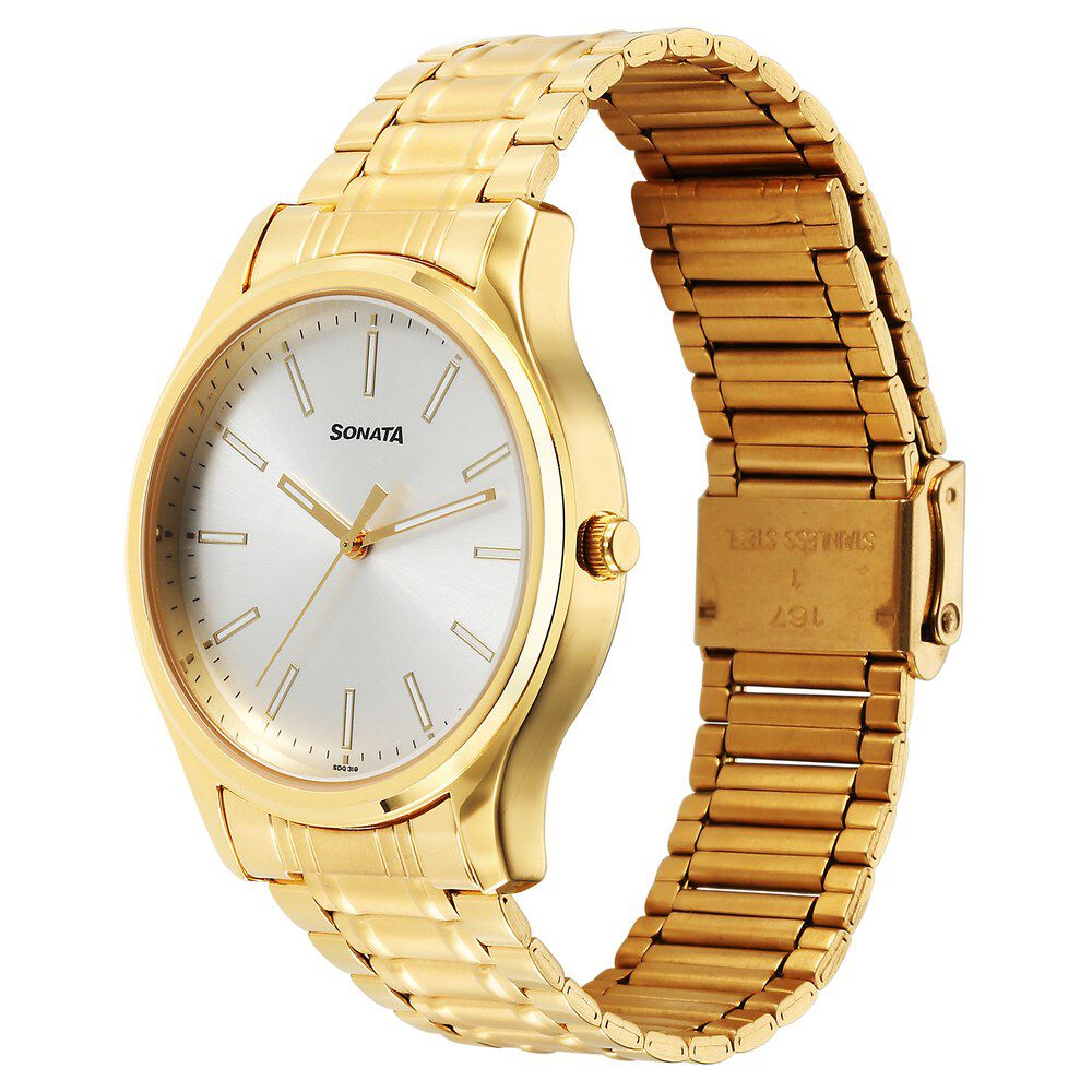 Sonata mens gold watch top