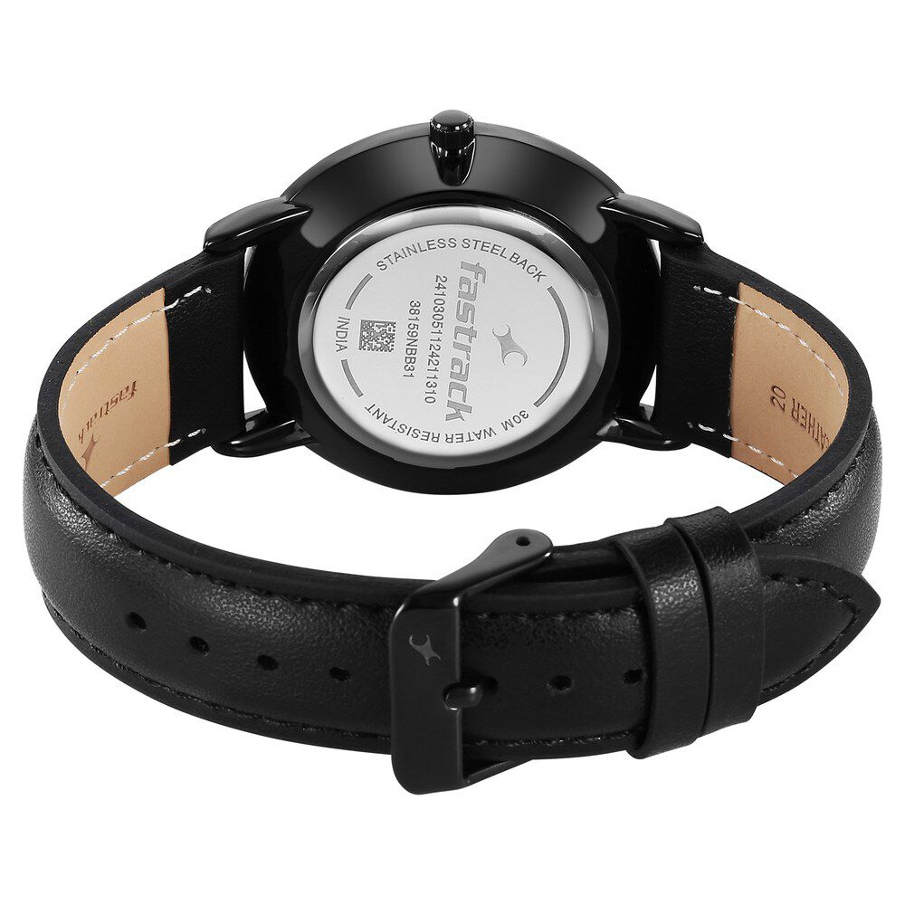 Buy Online Fastrack Stunners X Quartz Analog Black Dial Leather
