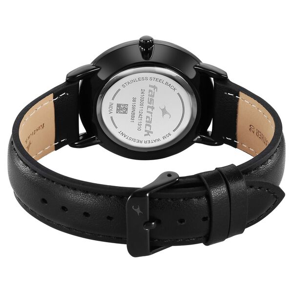 Fastrack Stunners X Quartz Analog Black Dial Leather Strap Watch For Guys - image number 4