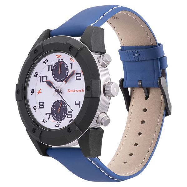 Fastrack Modular Quartz Analog White Dial Leather Strap Watch for Guys - image number 2
