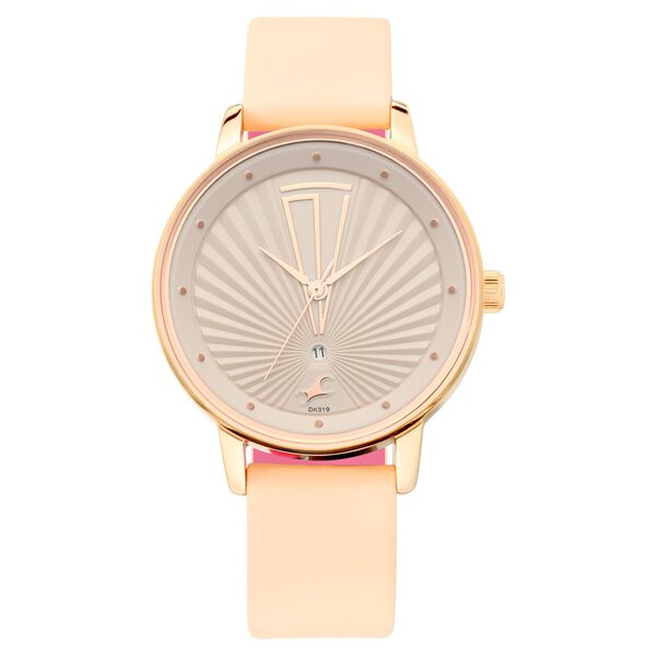Fastrack Ruffles Quartz Analog with Date Beige Dial Leather Strap Watch for Girls - image number 2