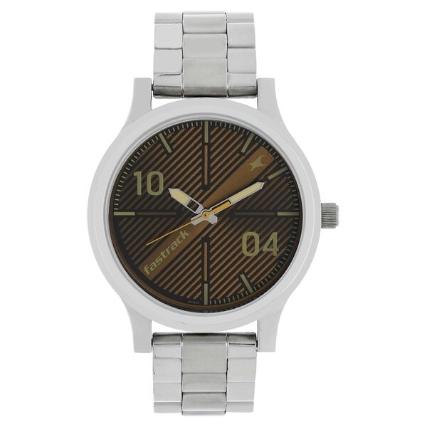 Fastrack Fundamentals Quartz Analog Brown Dial Stainless Steel Strap Watch for Guys - image number 0