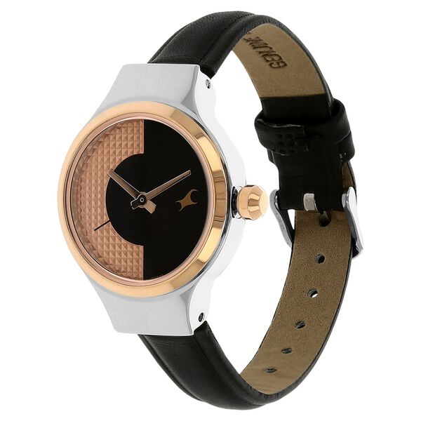 Fastrack Quartz Analog Black Dial Leather Strap Watch for Girls - image number 1